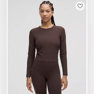 Lululemon All It Takes Ribbed Nulu Long-Sleeve Shirt Espresso Sz 4